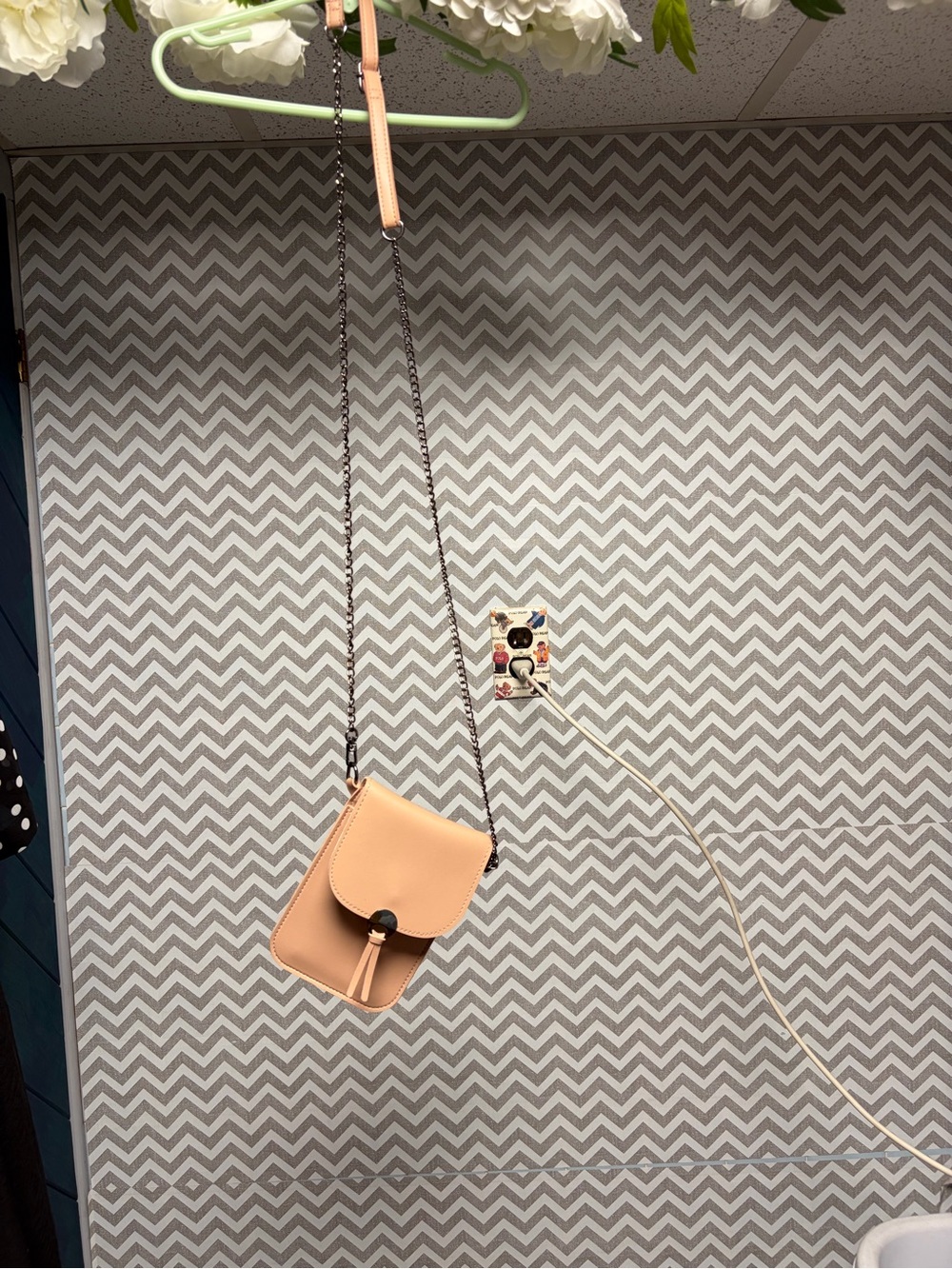 Pale Pink/Peach Crossbody Mini Bag with Tassel Accent